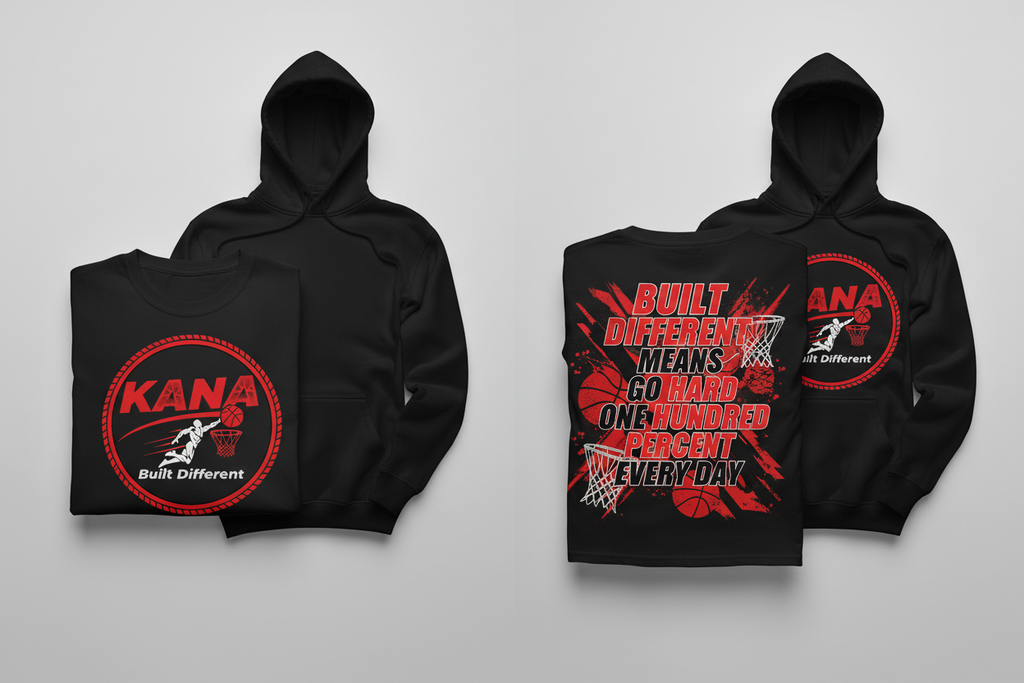 KANA Built Different T-Shirts and Hoodies Front and Back